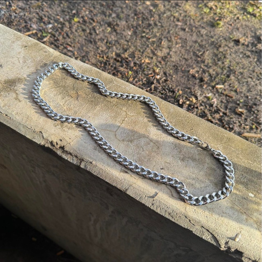 Silver Stainless Steel Cuban Link Chain Necklace Mens 24 Inch 9mm Heavy Duty